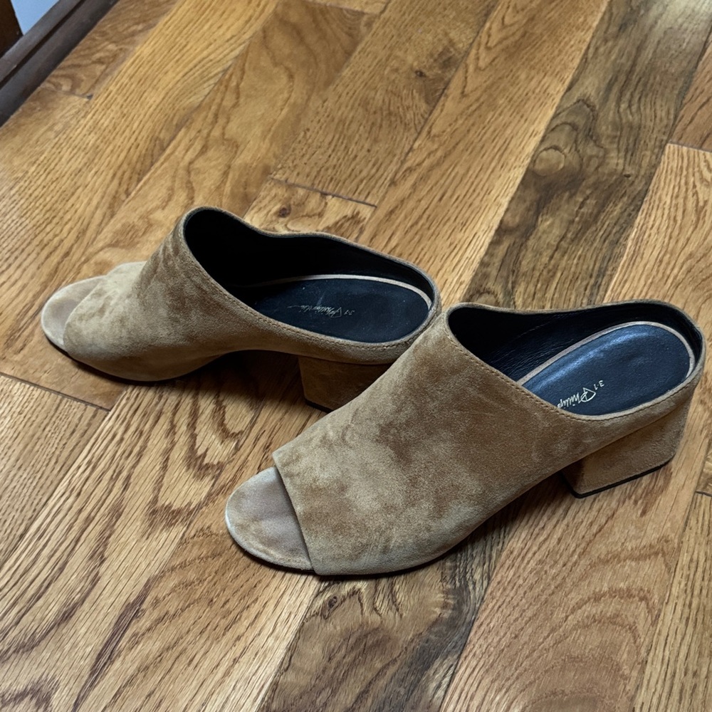 3.1 Phillip Lim Tan Suede Mules
